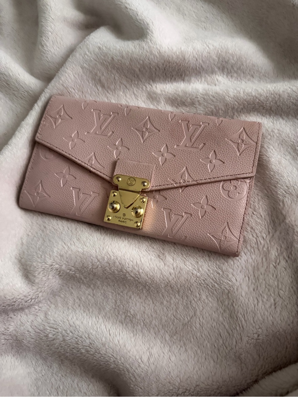 Pink Embossed Leather Wallet Clutch